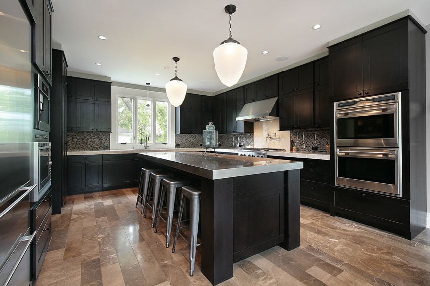 kitchen with dark cabinets